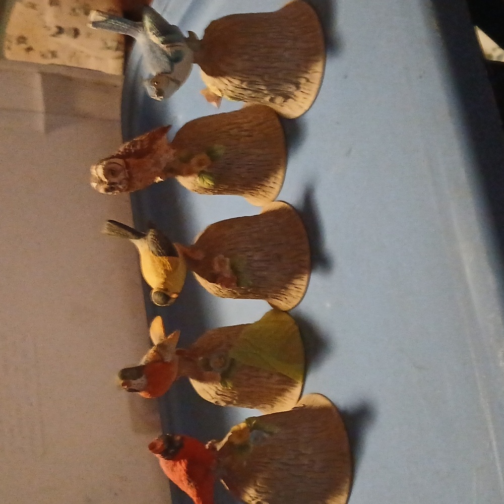 Colorful Set Of 5 Bird Figurine Bells